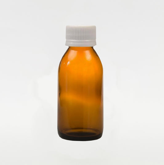 100ml Amber Glass Bottle with Tamper proof White Cap