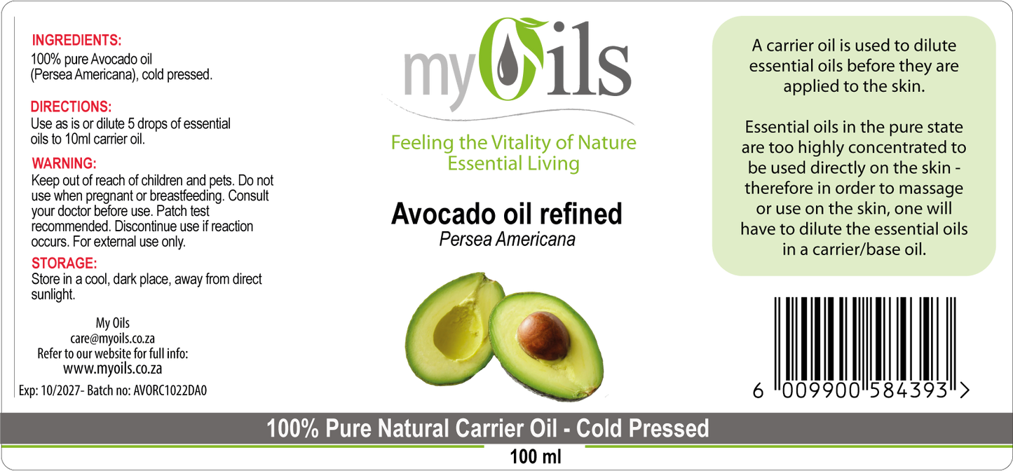 Avocado (Refined) Carrier Oil - 100ml