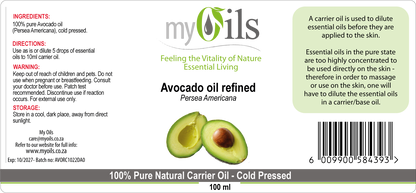 Avocado (Refined) Carrier Oil - 100ml