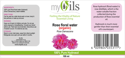 Rose Floral Water (Organic) Hydrosol - 100ml