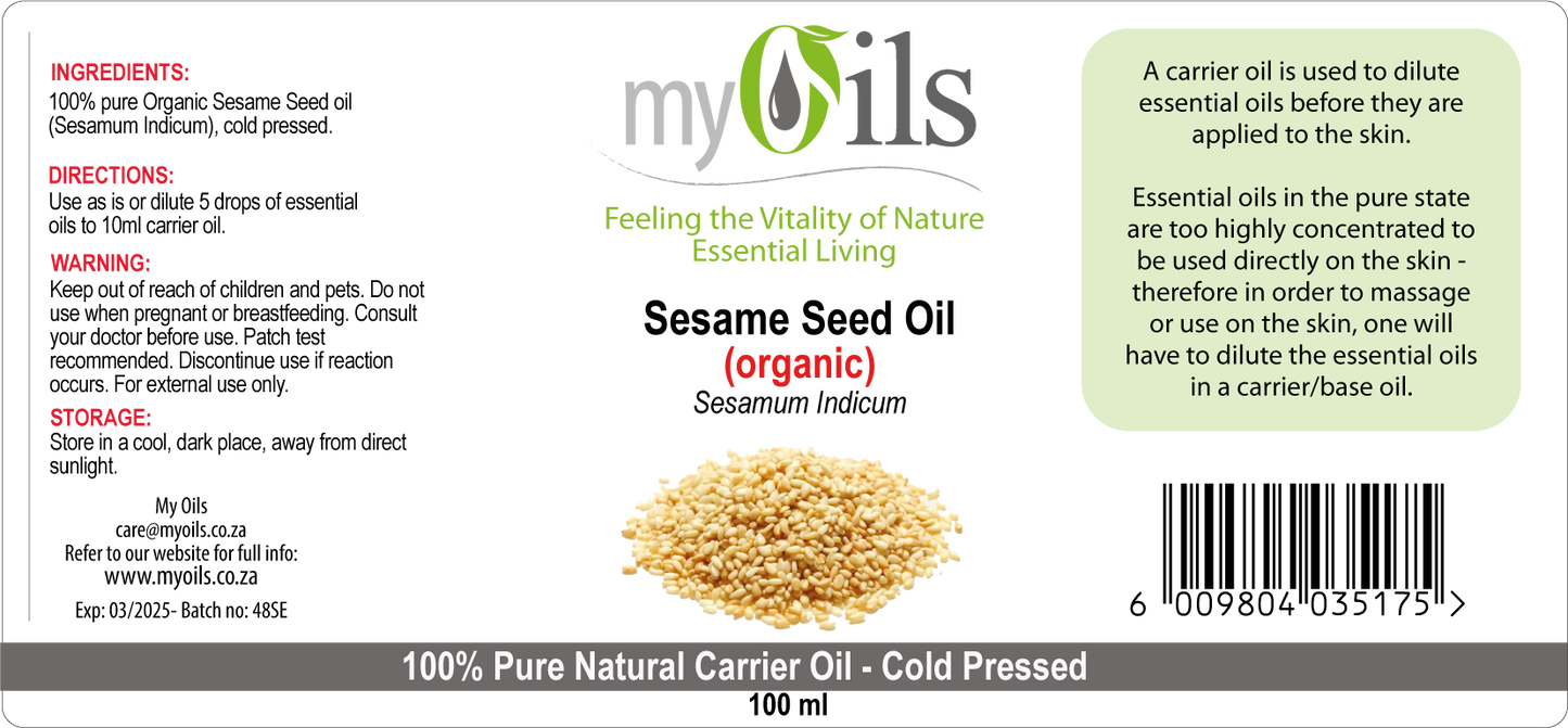 Sesame Seed (Organic) Carrier Oil - 100ml